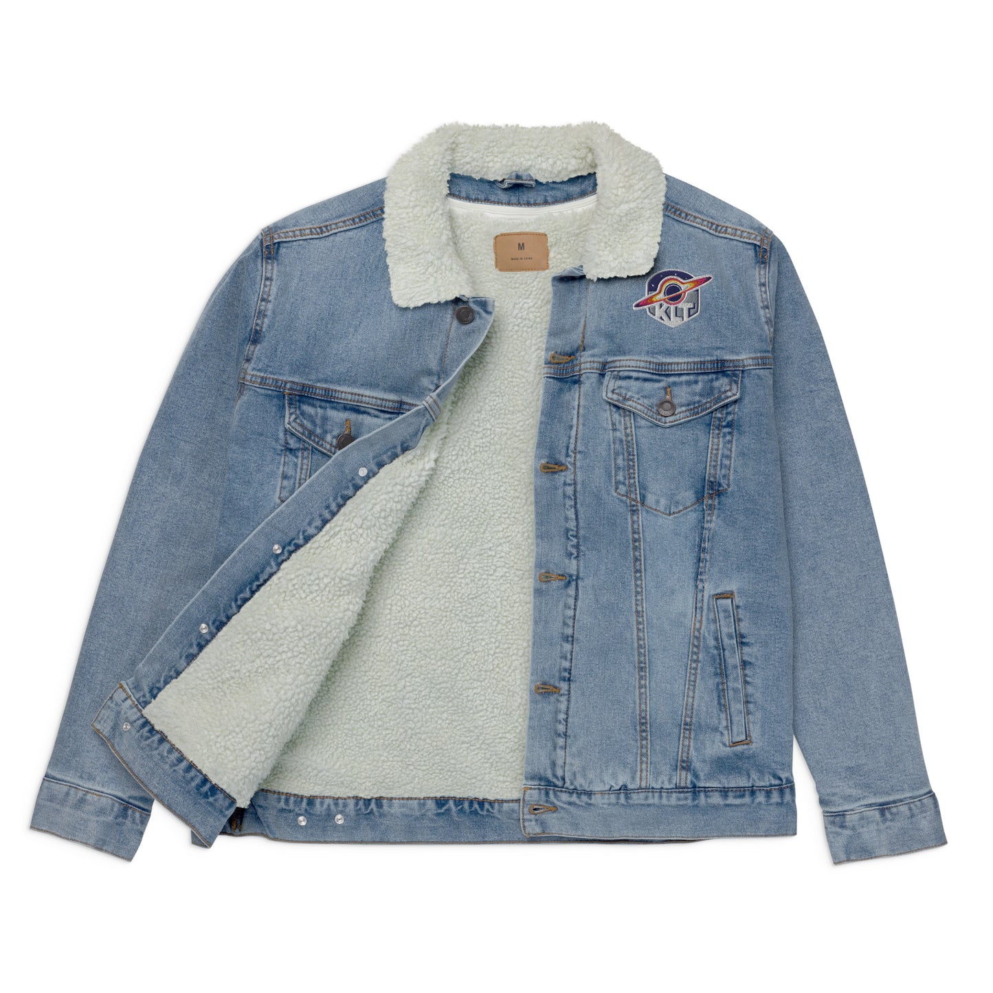 KLT Patch Logo Unisex black denim sherpa jacket