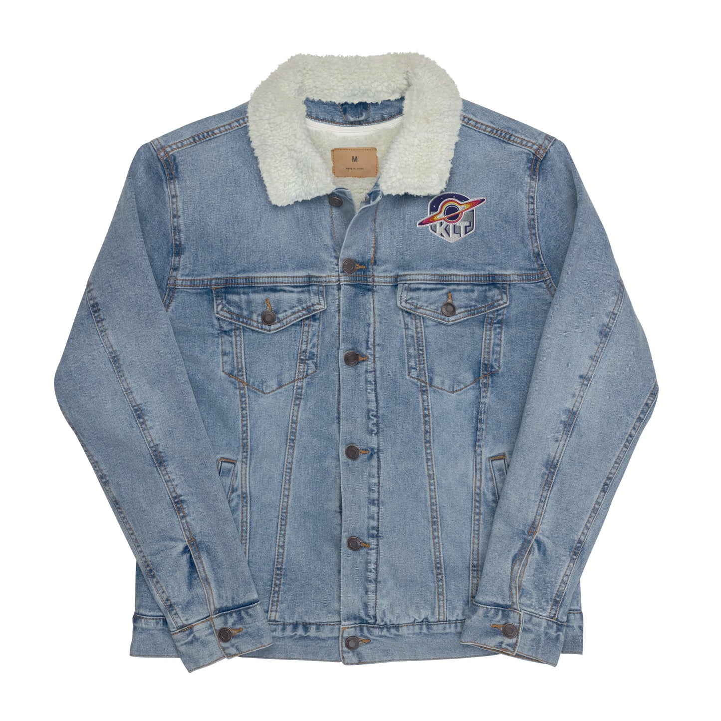 KLT Patch Logo Unisex black denim sherpa jacket