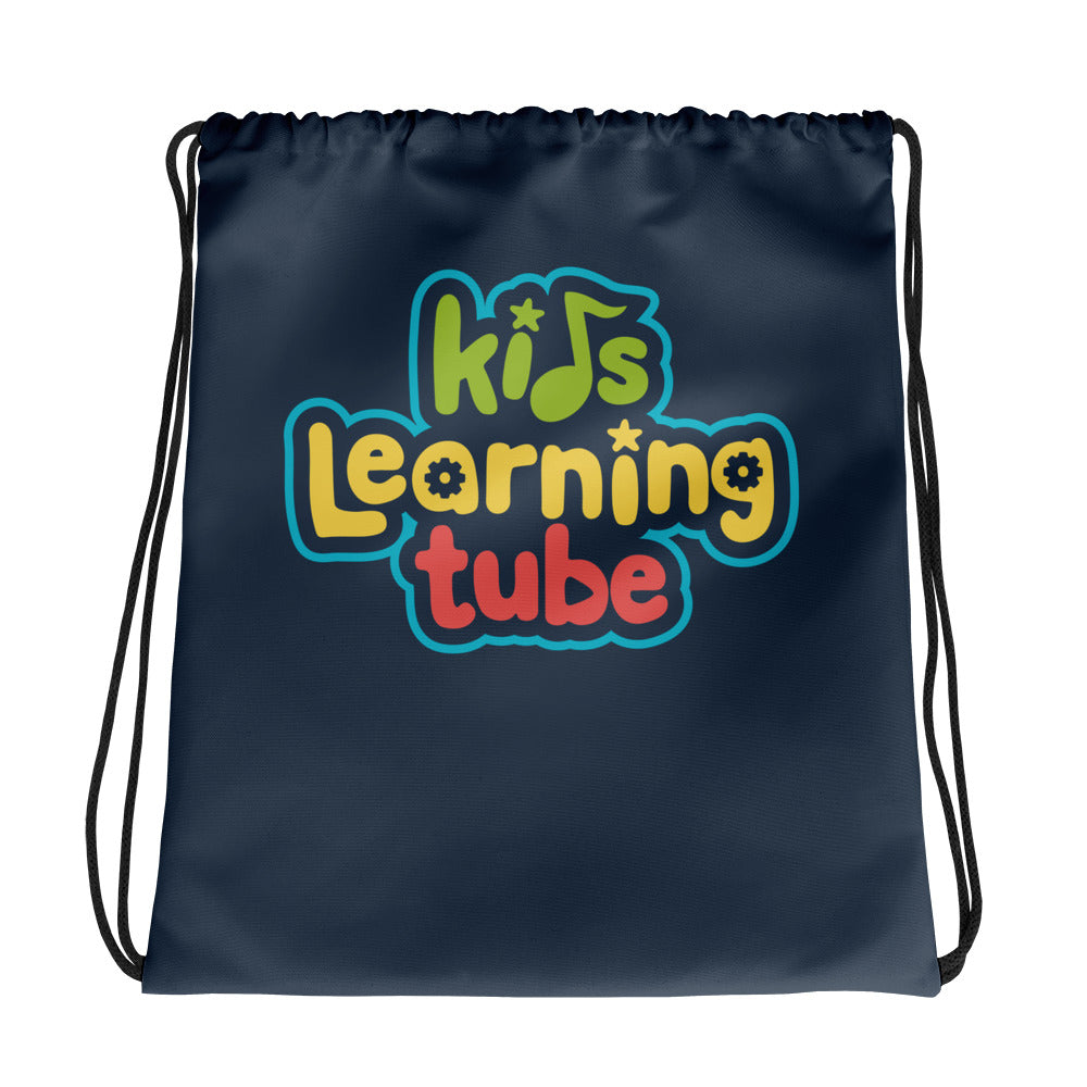Kids Learning Tube Logo Drawstring Bag (Navy)