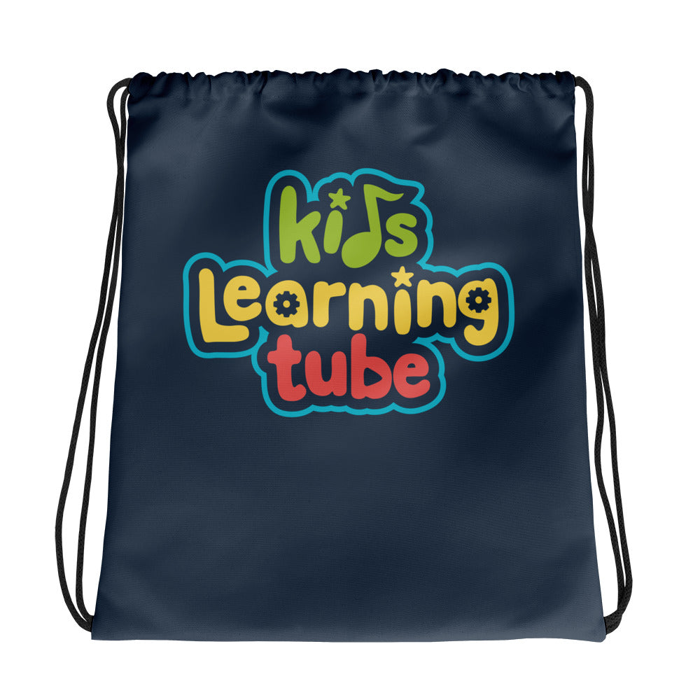Kids Learning Tube Logo Drawstring Bag (Navy)