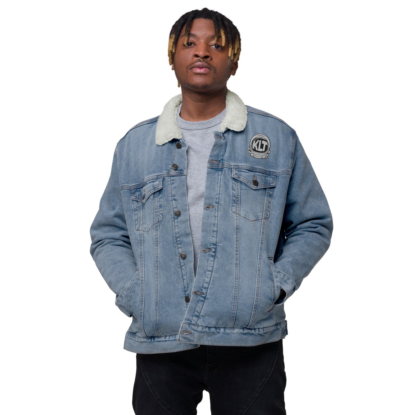 KLT Logo Unisex denim sherpa jacket